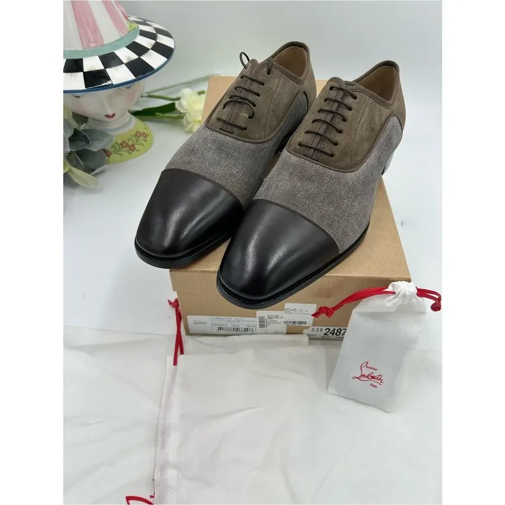 Men's Christian Louboutin Gregory velvet Twill and Leather Oxford's size 43